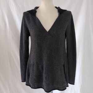 Subtle Luxury Fuzzy Cashmere V-Neck Flare Hoodie